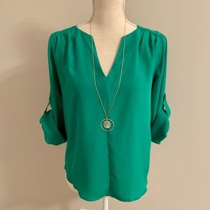 Green split neck blouse - Stitch Fix